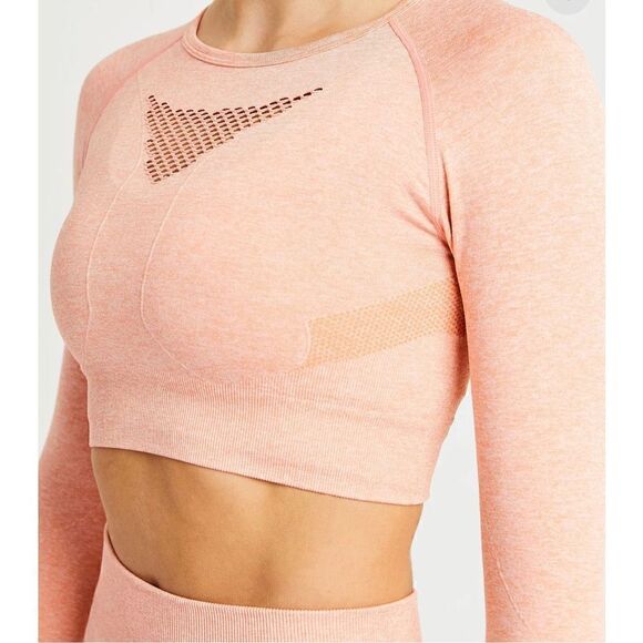 AYBL Motion Seamless Long Sleeve Crop Top peach small - Picture 3 of 16